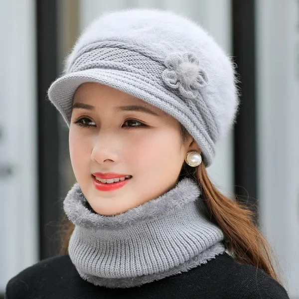 ensemble bonnet et tour de cou femme