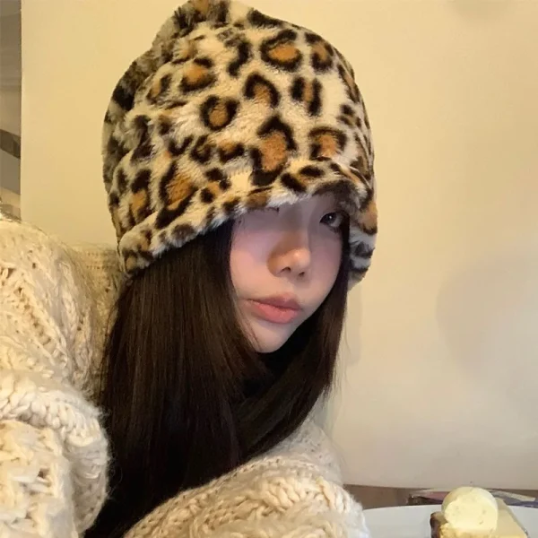 bonnet tendance imprimé léopard