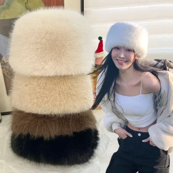 Bonnet d'hiver fourrure élégante