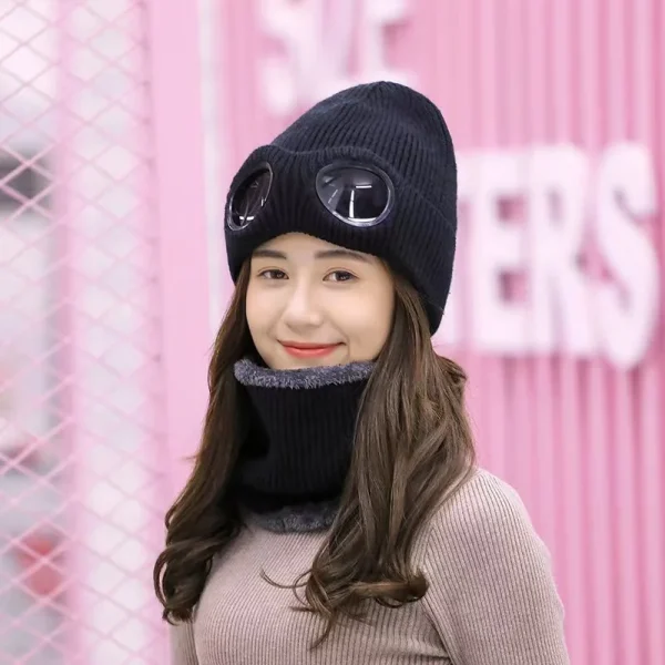 bonnet tricoté femmes avec protection