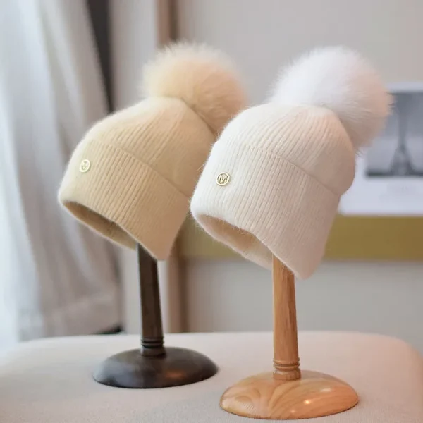 Bonnet hiver fourrure renard